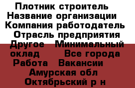 Плотник-строитель › Название организации ­ Компания-работодатель › Отрасль предприятия ­ Другое › Минимальный оклад ­ 1 - Все города Работа » Вакансии   . Амурская обл.,Октябрьский р-н